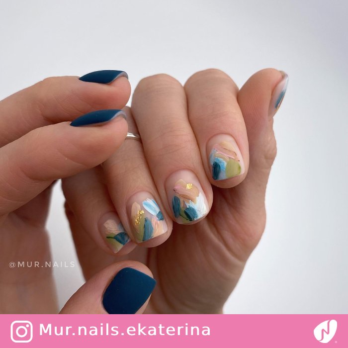 Random Brush Stroke Art on Acrylic Nails